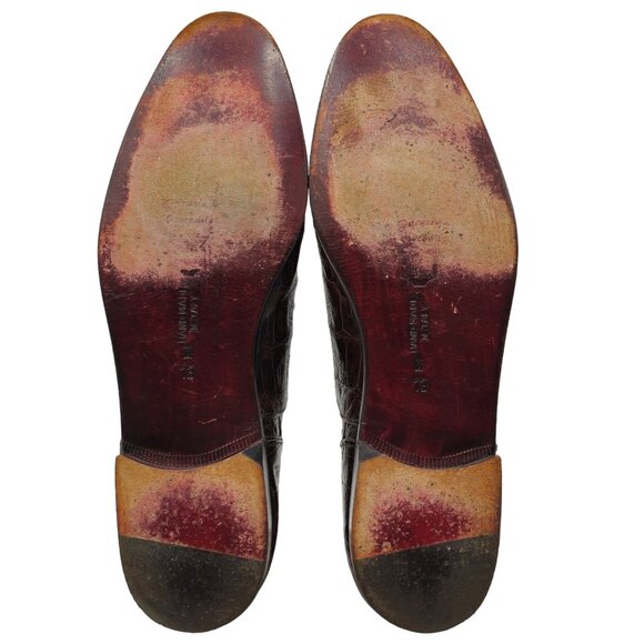 Vintage Crocodile Bruno Magli Italy Mens 13M Brown Dress Shoes Luxury Oxfords - Picture 3 of 13